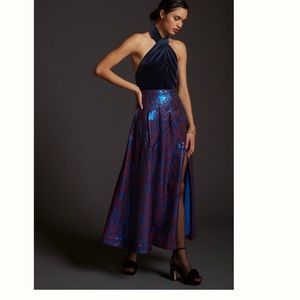 MAEVE Anthropologie Pleated Shimmer Maxi Skirt 4
